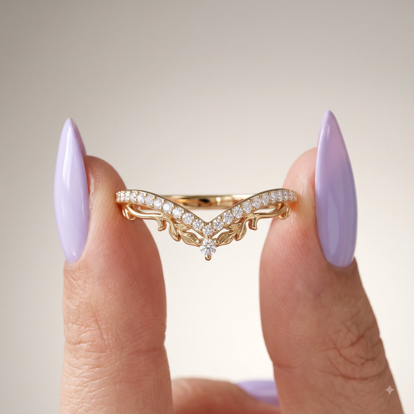 0.200 ct Lab Grown Diamond V Shape Wedding Band Ring