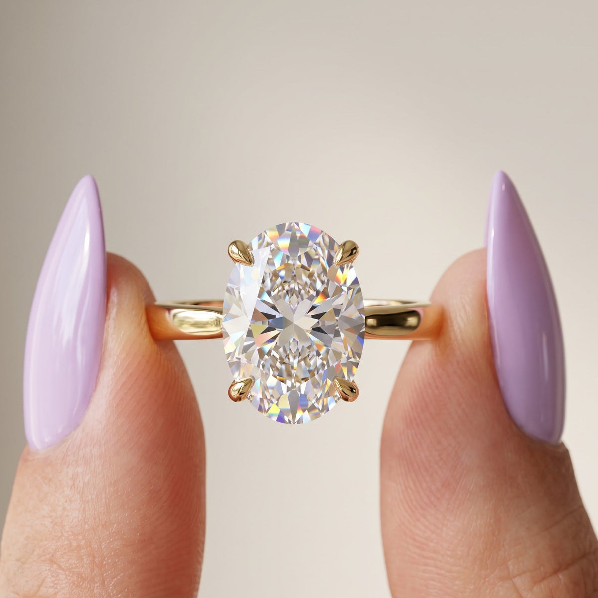 oval solitaire lab grown diamond ring