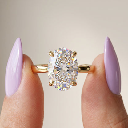 oval solitaire lab grown diamond ring
