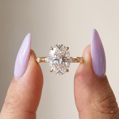 1.00ct Oval Cut Lab Grown Diamond Pavé Engagement Ring