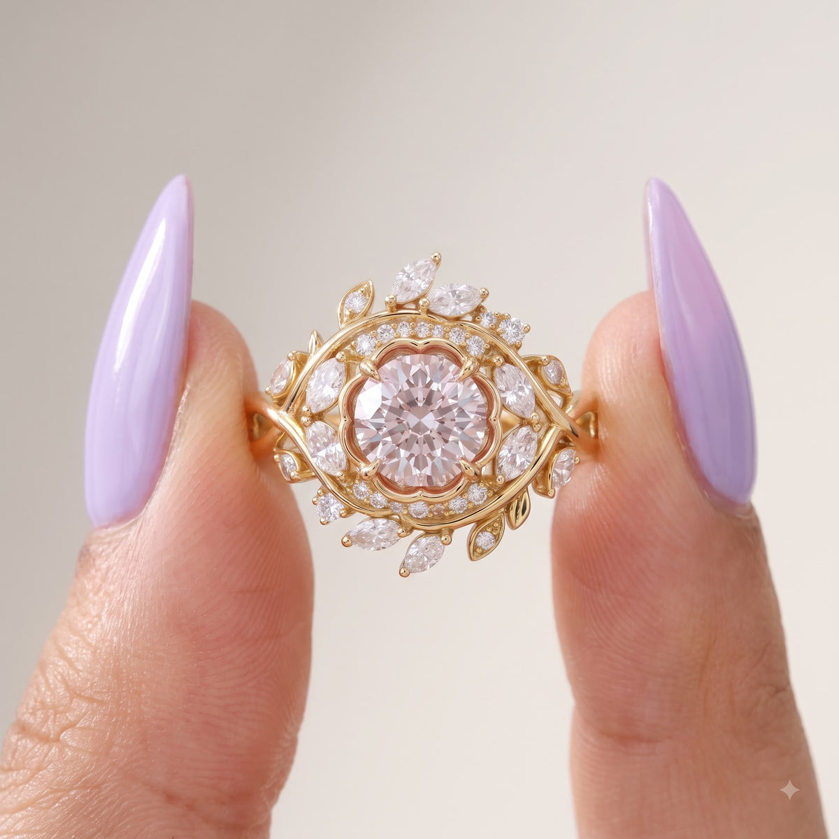 2.00ct  Round Cut Lab Grown Diamond Cluster Engagement Ring