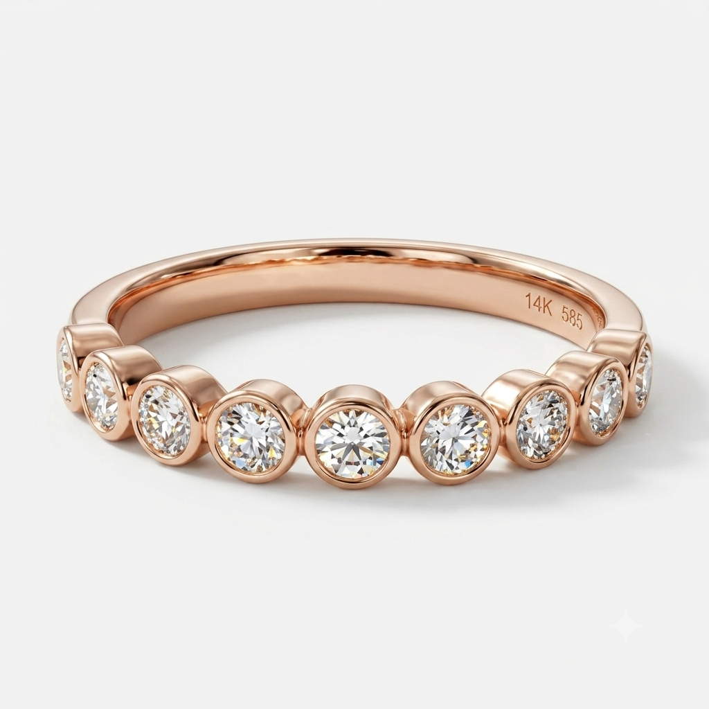0.320 ct Diamond Half Eternity Ring - Bezel Set Lab Diamond Band