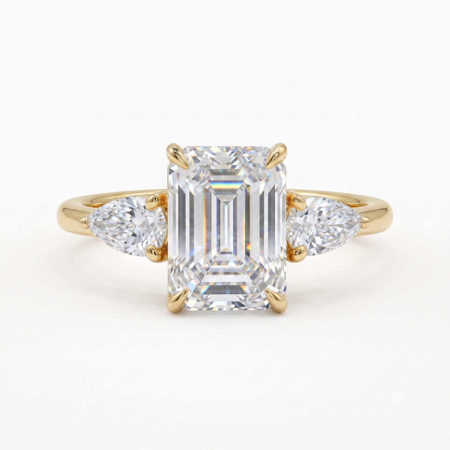2.10ct Emerald Lab Diamond 3‑Stone Ring – Amavida Jewels