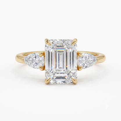 2.10ct Emerald Lab Diamond 3‑Stone Ring – Amavida Jewels