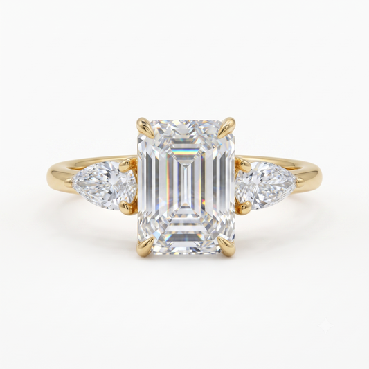 2.10ct Emerald Lab Diamond 3‑Stone Ring – Amavida Jewels