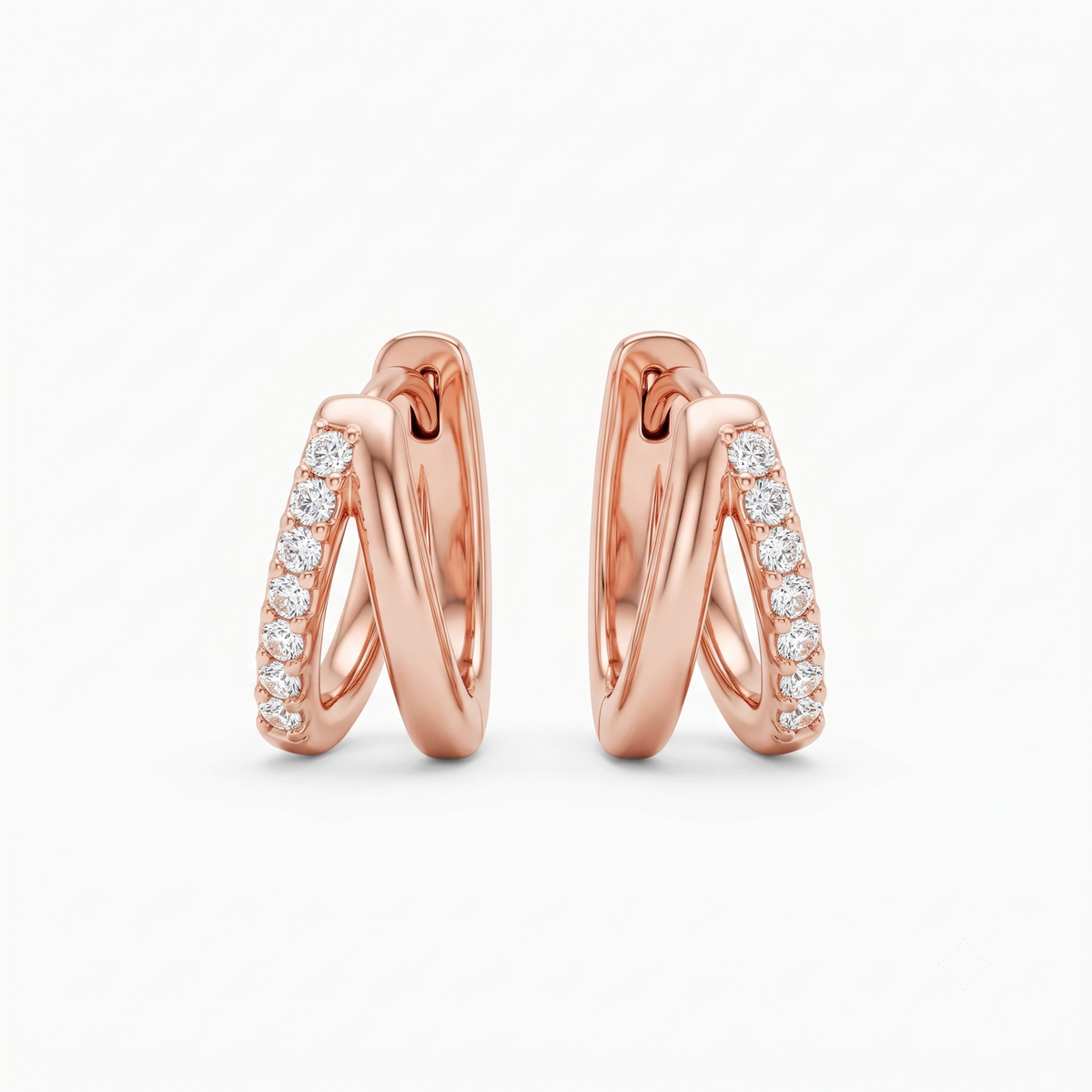 0.15 Ct Lab Grown Diamond Huggie Hoop Earrings | 14K Gold | Round Cut Diamonds