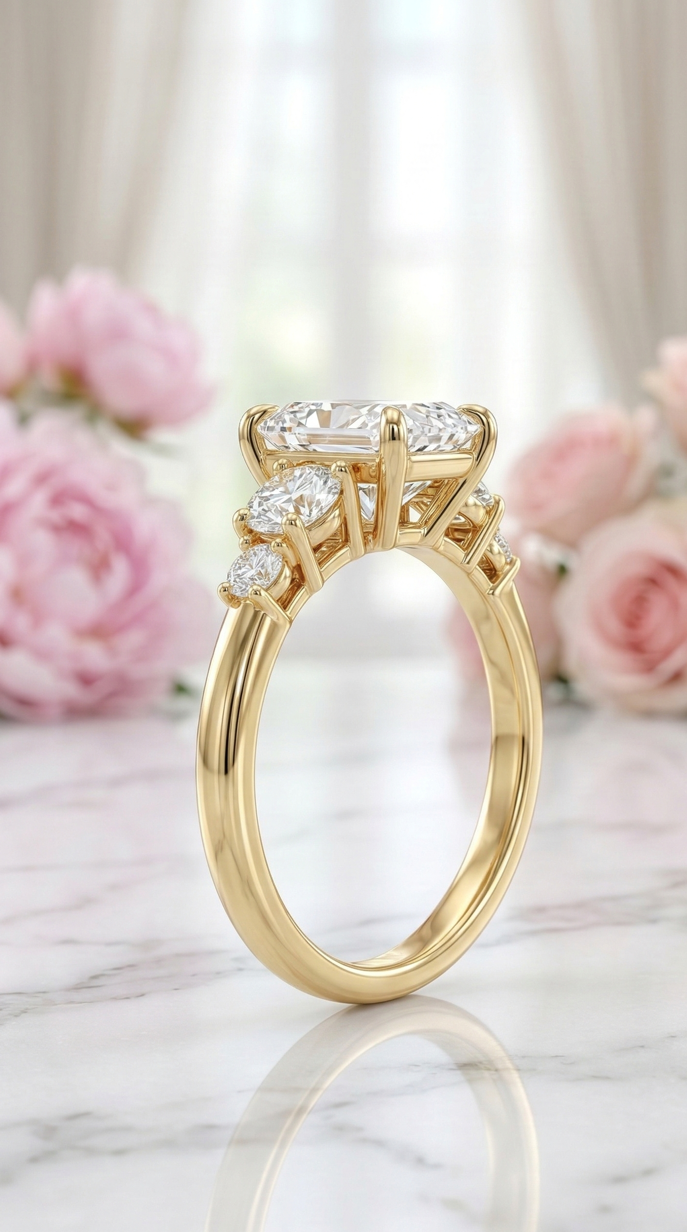 radiant lab grown diamond ring