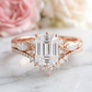 2.130ct Emerald Cut Lab-Grown Diamond Engagement Ring Set