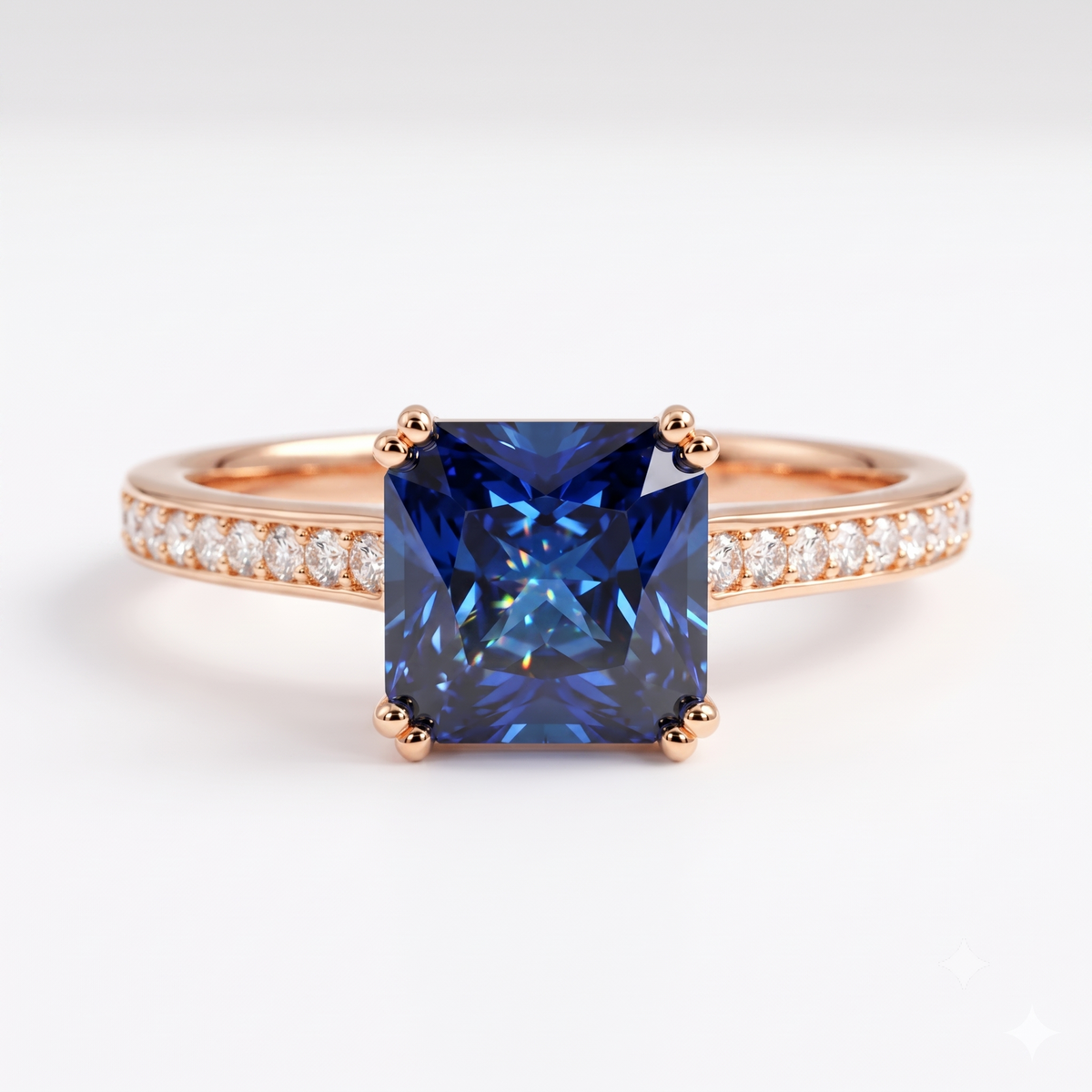 4.00ct Princess cut sapphire engagement ring