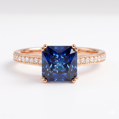 4.00ct Princess cut sapphire engagement ring