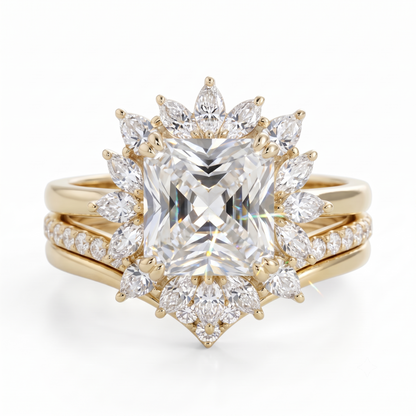1.50 Ct Radiant Cut Lab Grown Diamond Engagement Ring Set