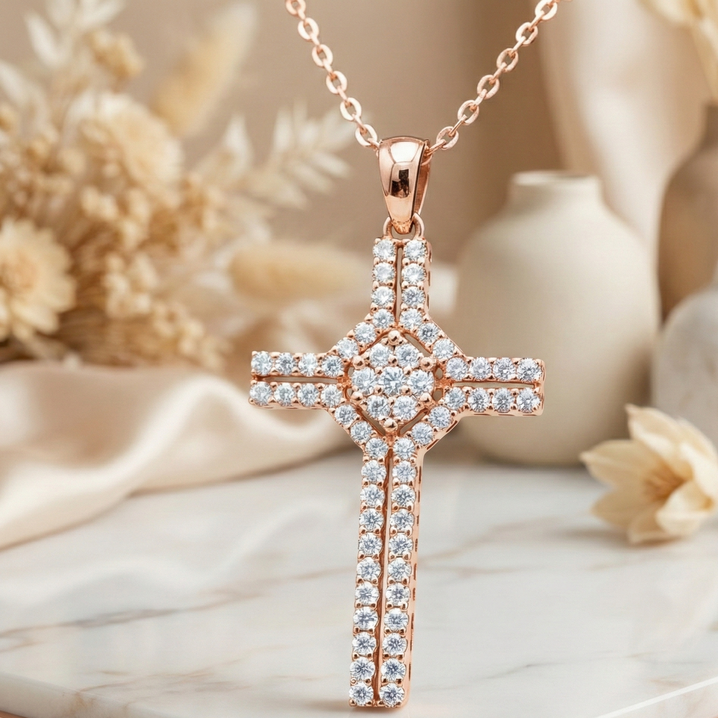 0.700 ct Lab-Grown Cross Necklace