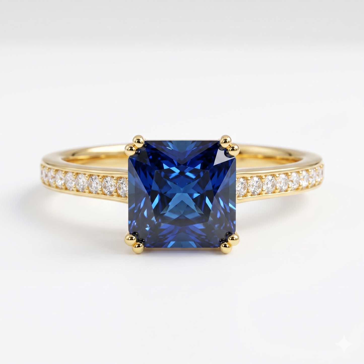 4.00ct Princess cut sapphire engagement ring