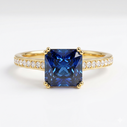 4.00ct Princess cut sapphire engagement ring