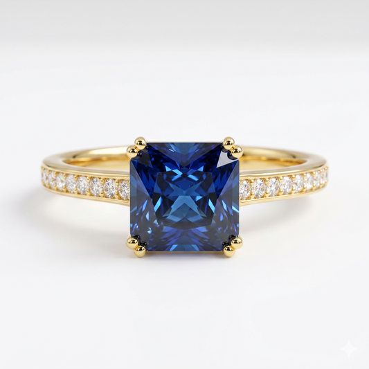 4.00ct Princess cut sapphire engagement ring