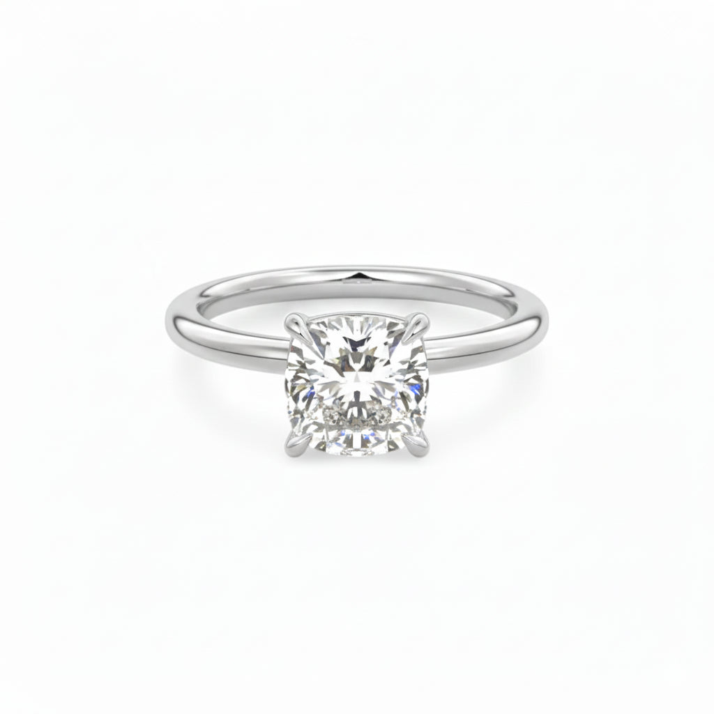 2.00Ct Cushion Cut Lab Grown Diamond Engagement Ring in 14k Yellow Gold