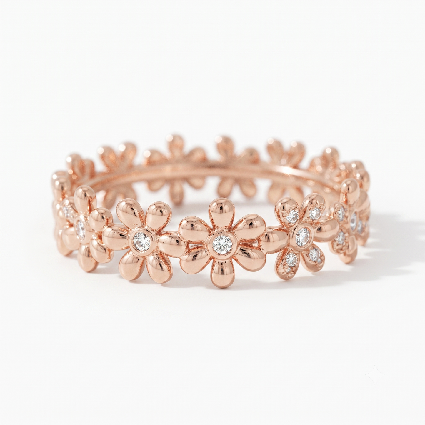 0.280 ct Daisy Flower Lab Grown Diamond Eternity Band in 14K Gold