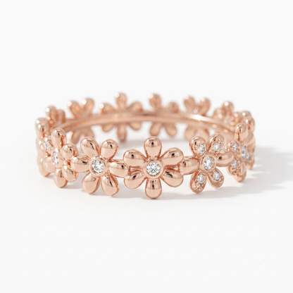 0.280 ct Daisy Flower Lab Grown Diamond Eternity Band in 14K Gold