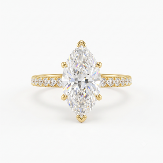 marquise cut lab grown diamond engagement ring