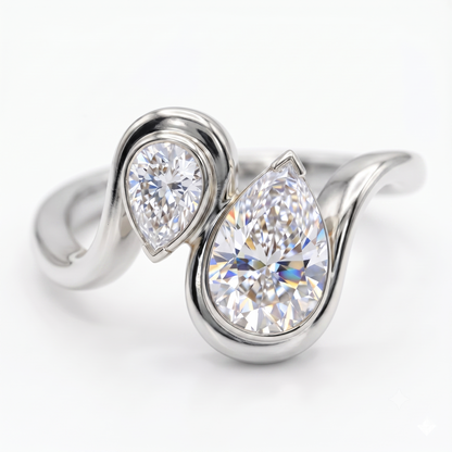 1.750 ct Vintage Pear Diamond Engagement Ring,twisted ring