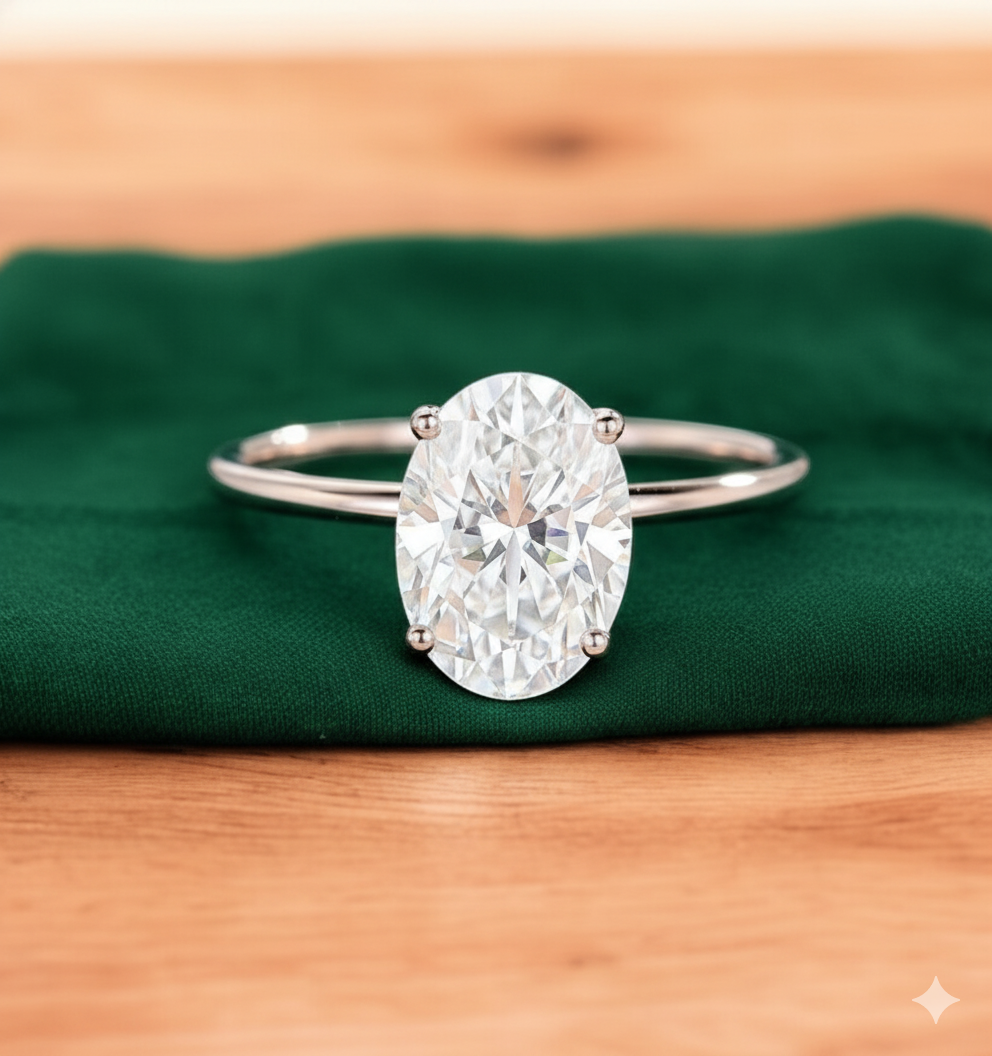 2.640 ct Vintage Oval Cut Moissanite Engagement Ring