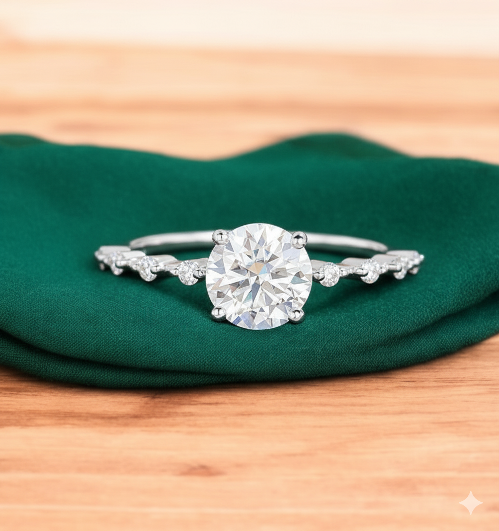 1.120 ct Round Cut Lab Grown Diamond Engagement Ring • Classic Solitaire or Halo Bridal Ring