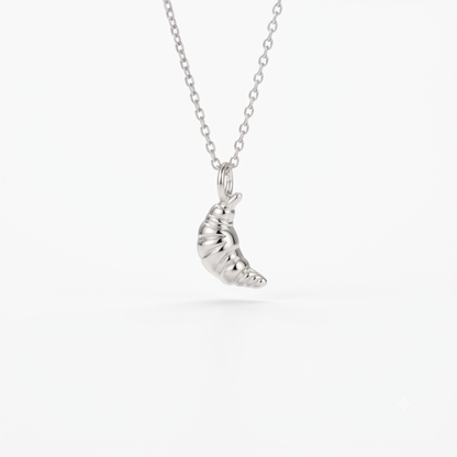 14K Gold Croissant Pendant Necklace