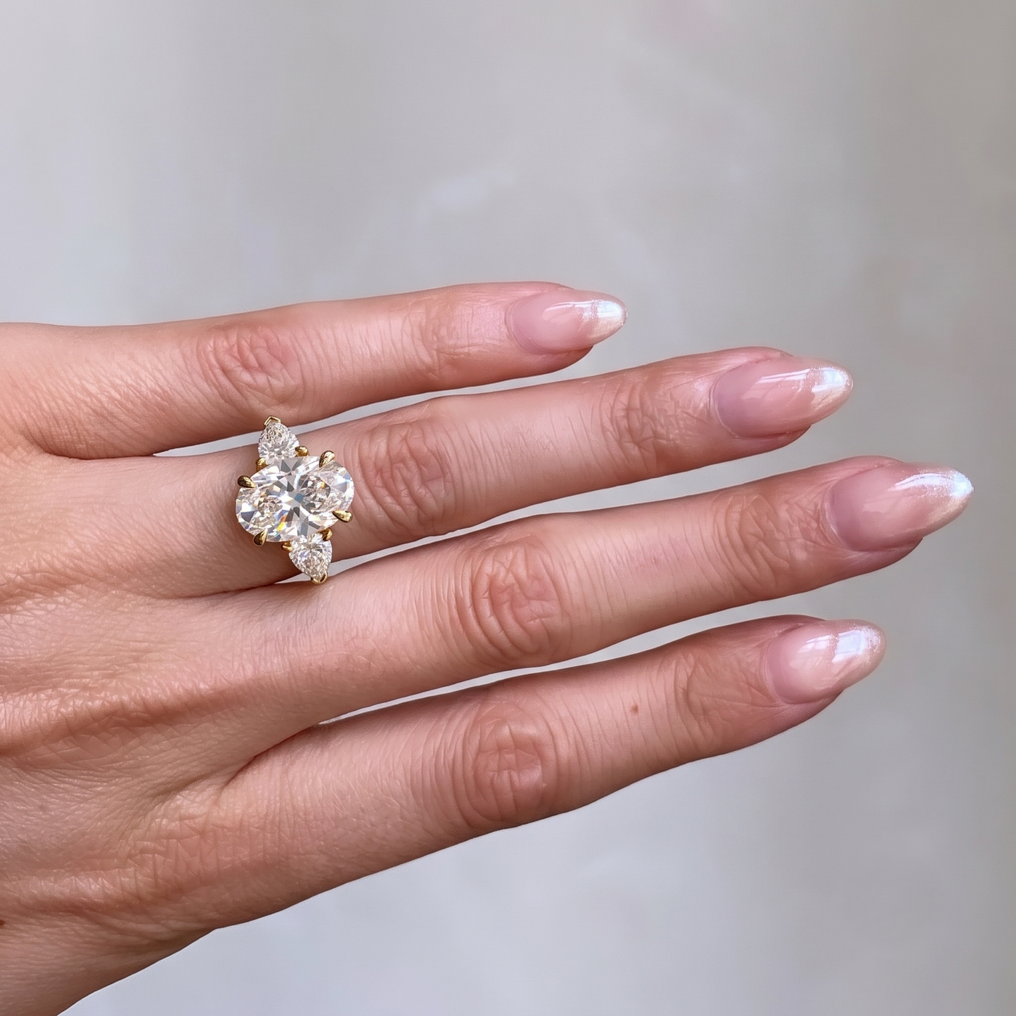 2.60 CT Oval Lab Grown Diamond Three Stone Engagement Ring
