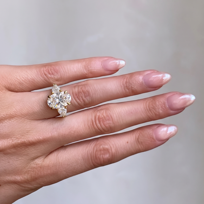 2.60 CT Oval Lab Grown Diamond Three Stone Engagement Ring