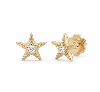 Starfish Diamond Stud Earring for Cartilage & Helix Piercing