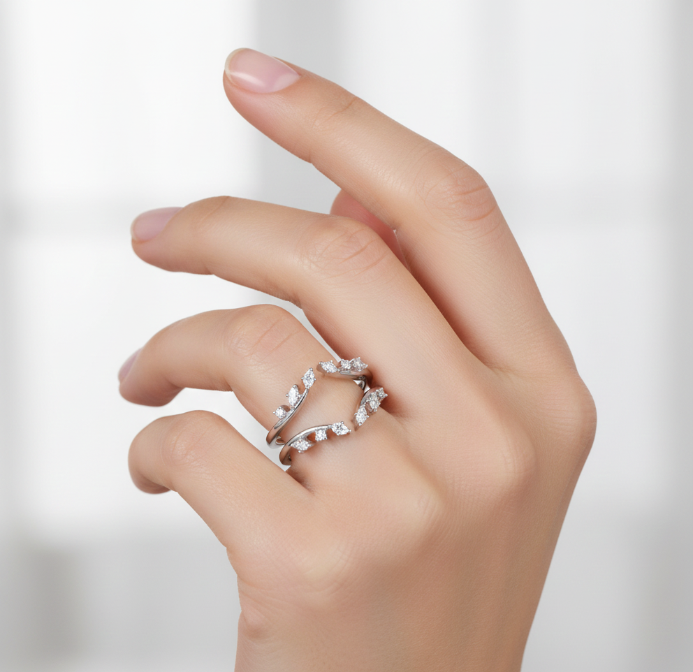 0.30 Ct Marquise Moissanite Gold Band – Unique Stacking Ring