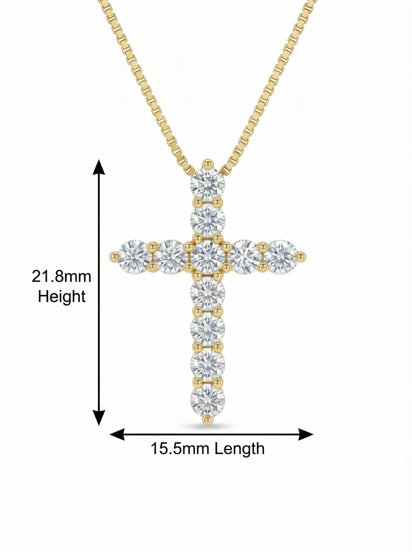 0.440 ct 14K White Gold Dainty Moissanite Cross Pendant Necklace