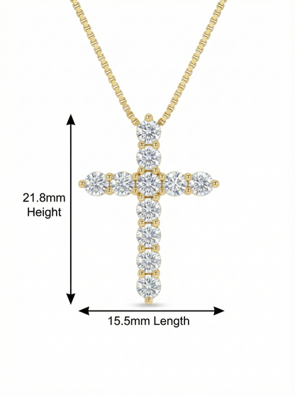 0.440 ct 14K White Gold Dainty Lab-Grown Cross Pendant Necklace