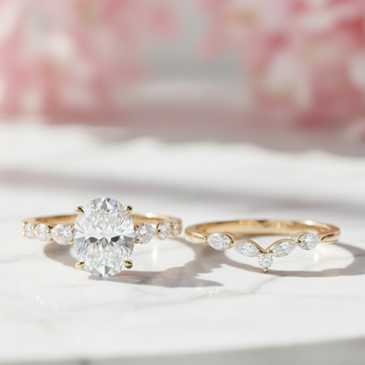 1.80 Ct Oval Lab-Grown Diamond Engagement Ring Set