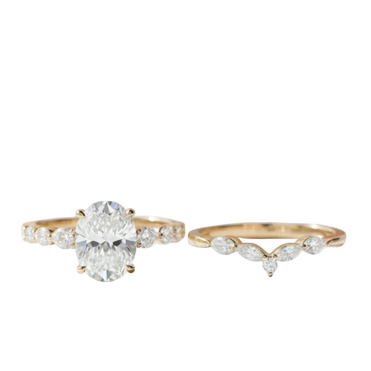1.80 Ct Oval Lab-Grown Diamond Engagement Ring Set