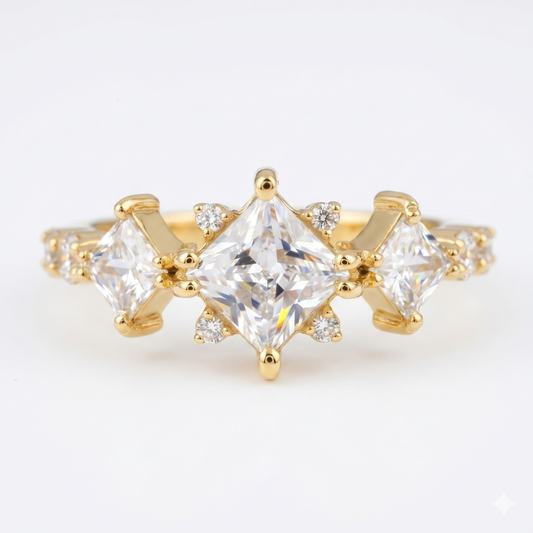2.00ct Princess cut Cluster Lab-Grown engagement ring