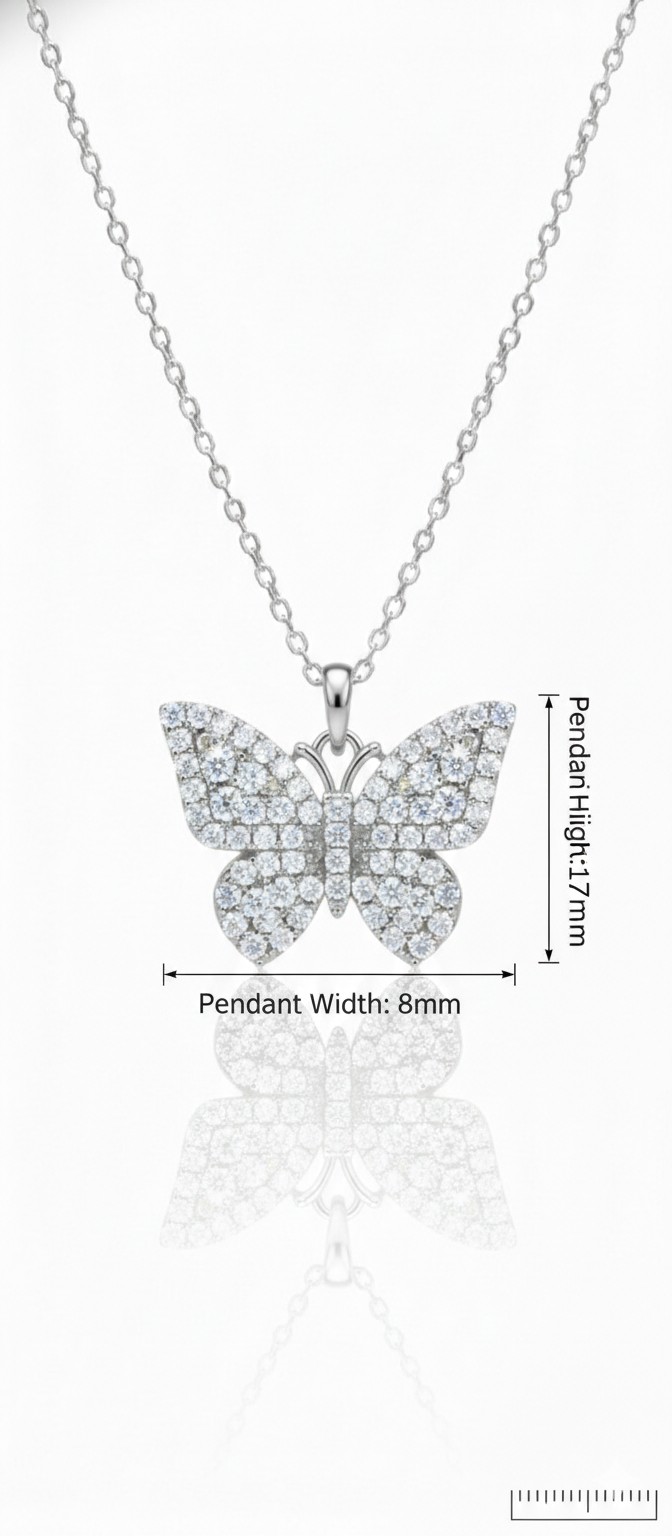 0.300 Ct Butterfly Pave Lab-Grown Diamond Necklace