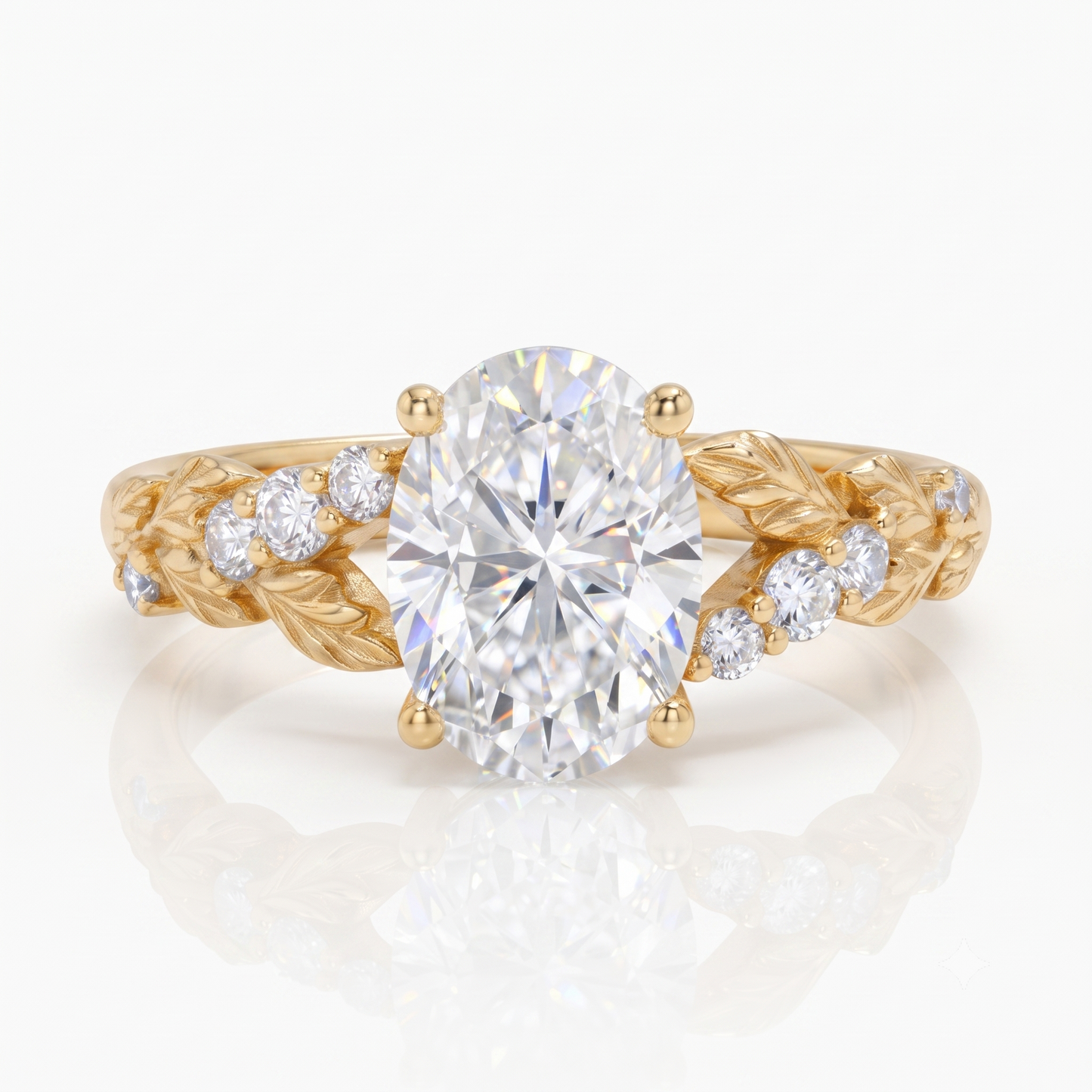 1.36 ct Oval Lab-Grown Diamond Vintage Art Deco Leaf Ring