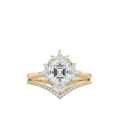 1.50 Ct Asscher Cut Lab-Grown Engagement Ring Set