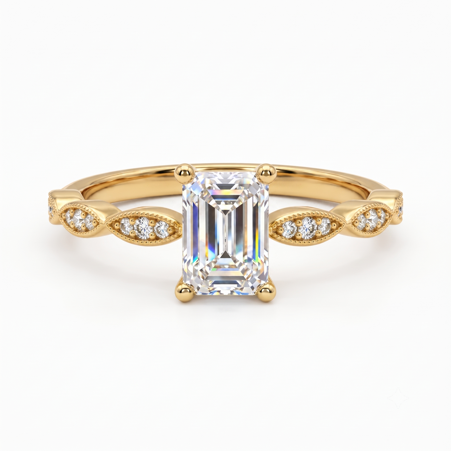 0.50CT Vintage Emerald Cut Lab-Grown Engagement Ring