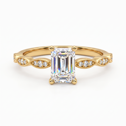 0.50CT Vintage Emerald Cut Lab-Grown Engagement Ring