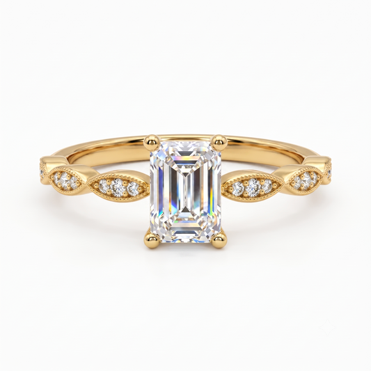 0.50CT Vintage Emerald Cut Lab-Grown Engagement Ring