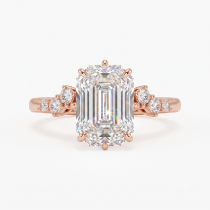 3.00ct Emerald cut moissanite engagement ring