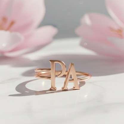 Custom Gold Initial Ring – Personalized Letter Band
