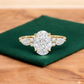 2.5 ct Oval Lab Grown Diamond Engagement Ring • Three Stone Vintage Bridal Ring