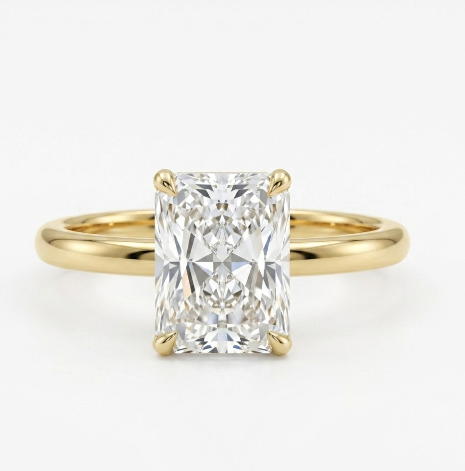 radiant cut lab grown diamond engagement ring