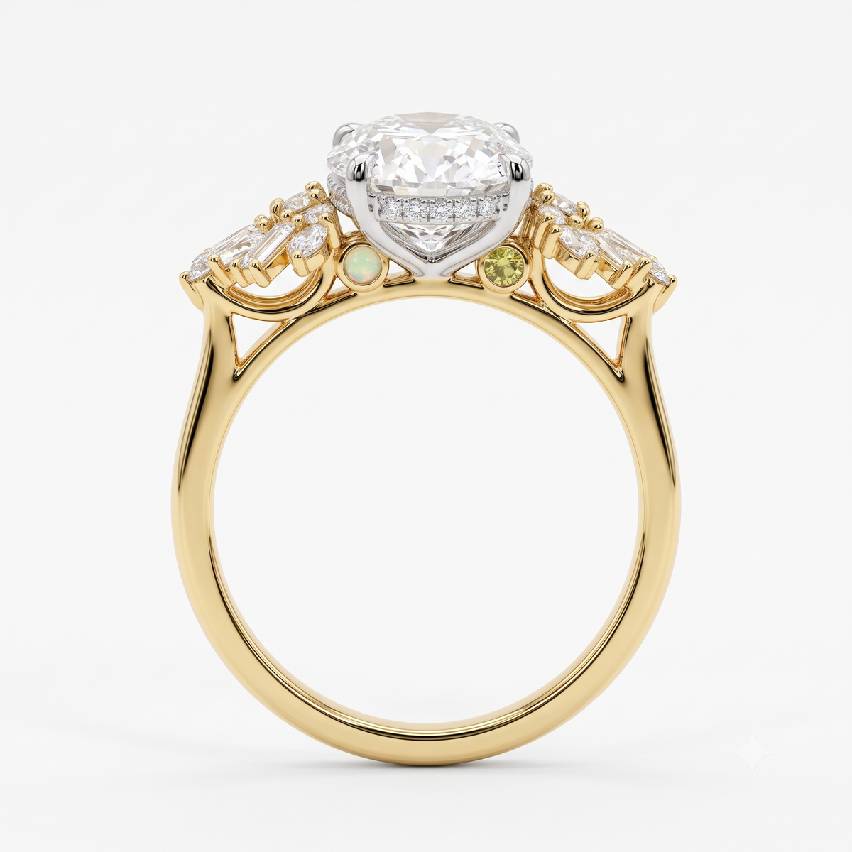 1.00 Ct Oval Cut Lab Grown Diamond Engagement Ring | 2.00 Ct Total | 14K Gold