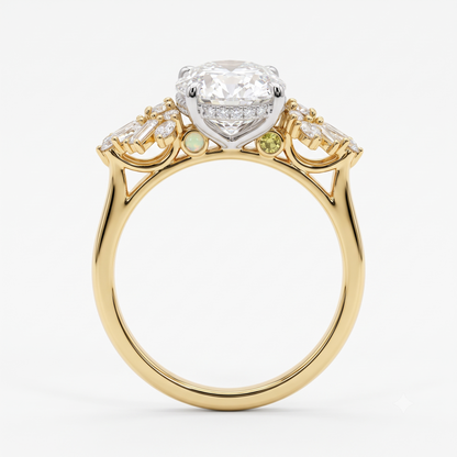 1.00 Ct Oval Cut Lab Grown Diamond Engagement Ring | 2.00 Ct Total | 14K Gold