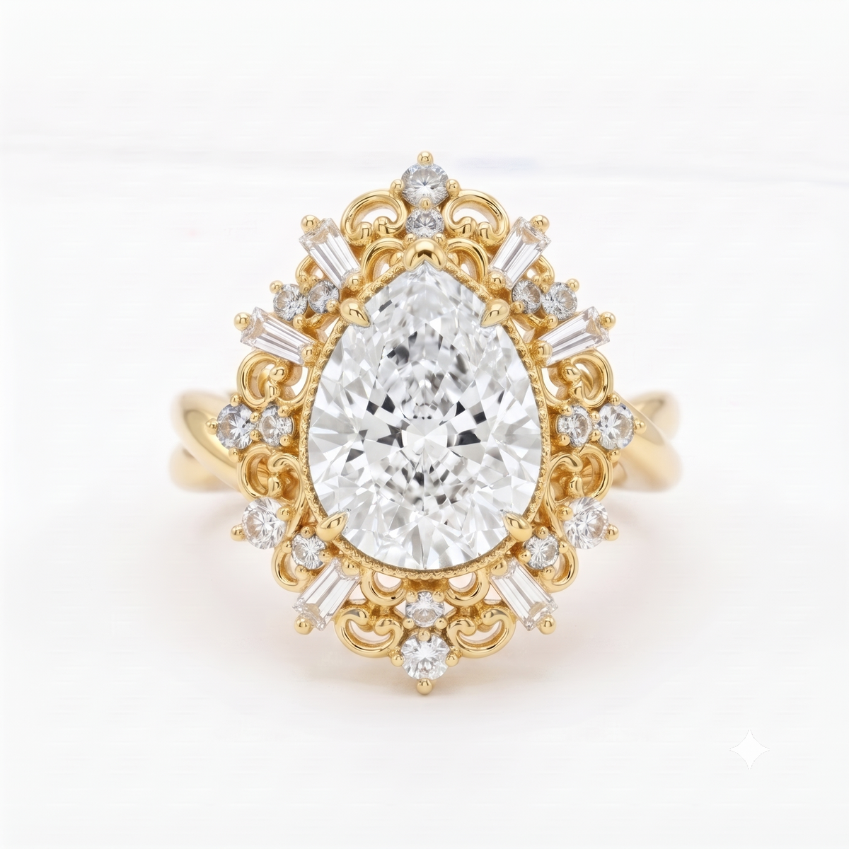 1.00ct Pear Cut Lab Grown Diamond Vintage Engagement Ring