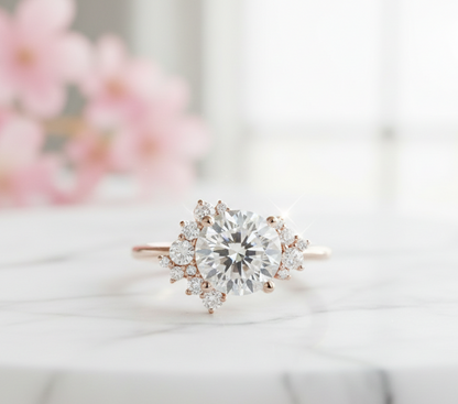 2.40 ct Round Cut Lab-Grown Diamond Halo Engagement Ring